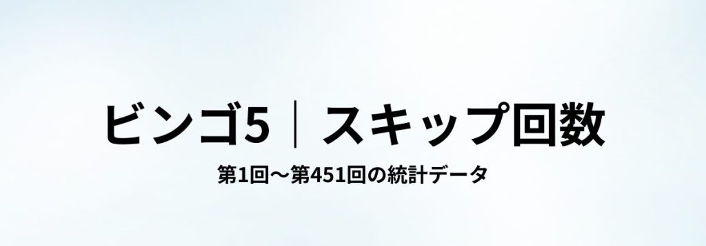 ビンゴ5の第1回〜第451回を対象に、各数字のスキップ回数（未出現期間）を整理した見出し画像。