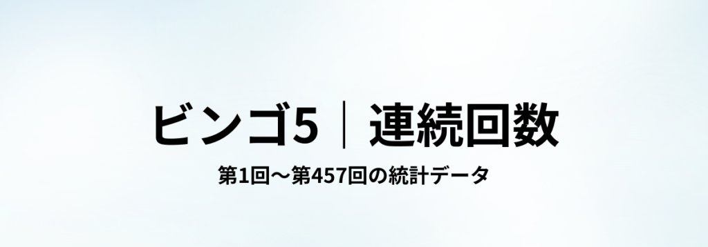 ビンゴ5における第1回〜第457回の数字の連続出現回数をまとめた見出し画像。