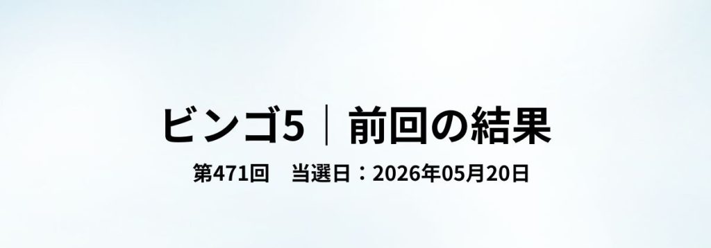ビンゴ5第471回(2026年05月20日)の当選結果をまとめた見出し画像。