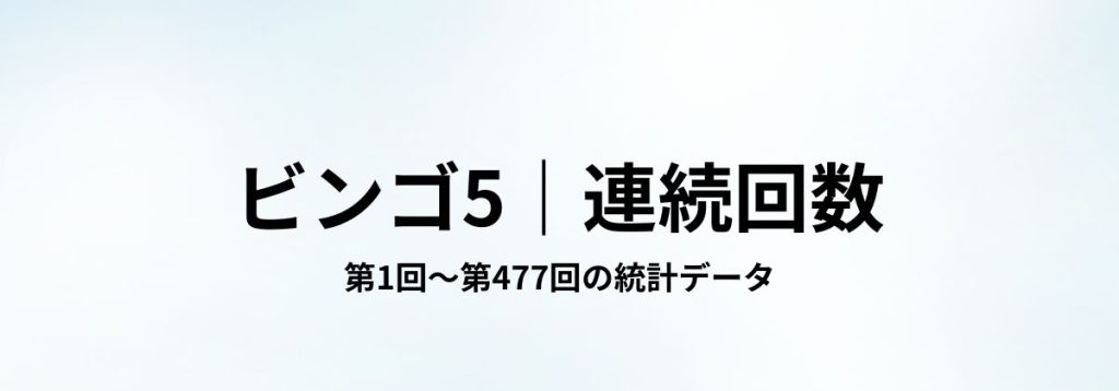 ビンゴ5における第1回〜第477回の数字の連続出現回数をまとめた見出し画像。