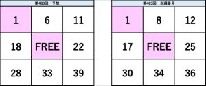 ビンゴ5第483回の予想数字と当選番号の比較表。予想と結果の一致部分が視覚的に確認できる図。