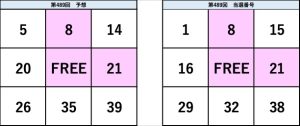 ビンゴ5第489回の予想数字と当選番号の比較表。予想と結果の一致部分が視覚的に確認できる図。
